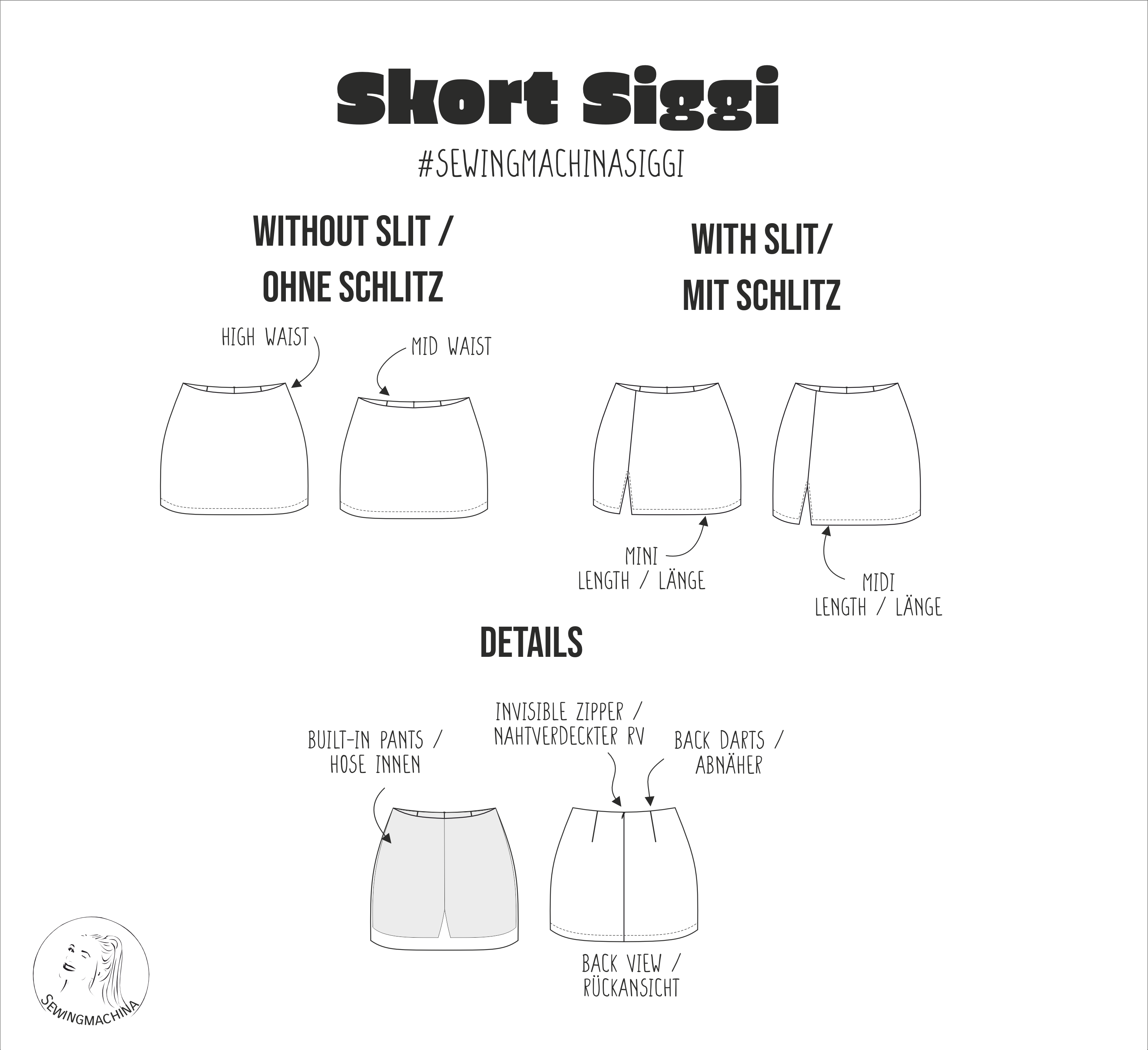 Sewingmachina Siggi Skort Hosenrock Schnittmuster PDF