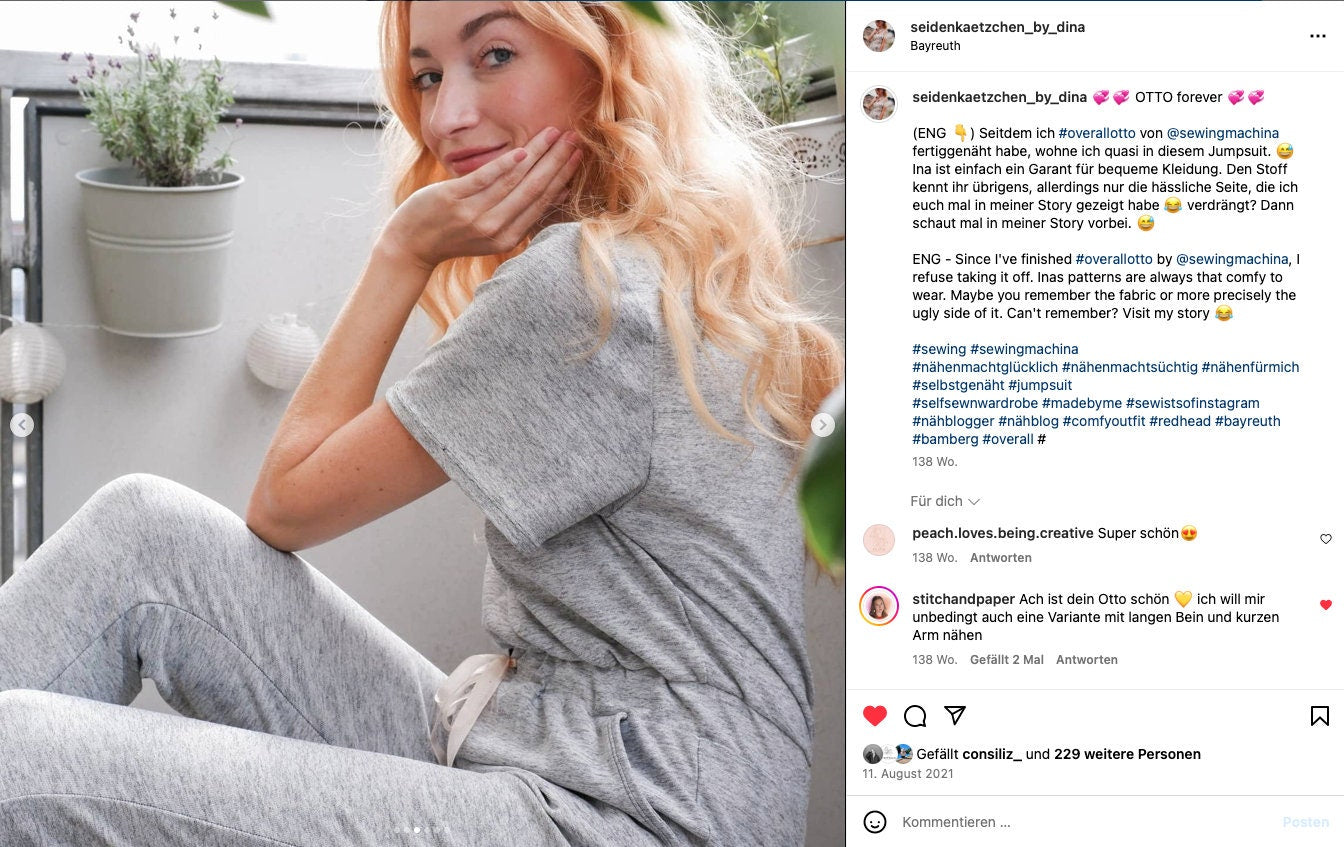 Sewingmachina Otto Jumpsuit Schnittmuster Overall mit Ärmelvarianten