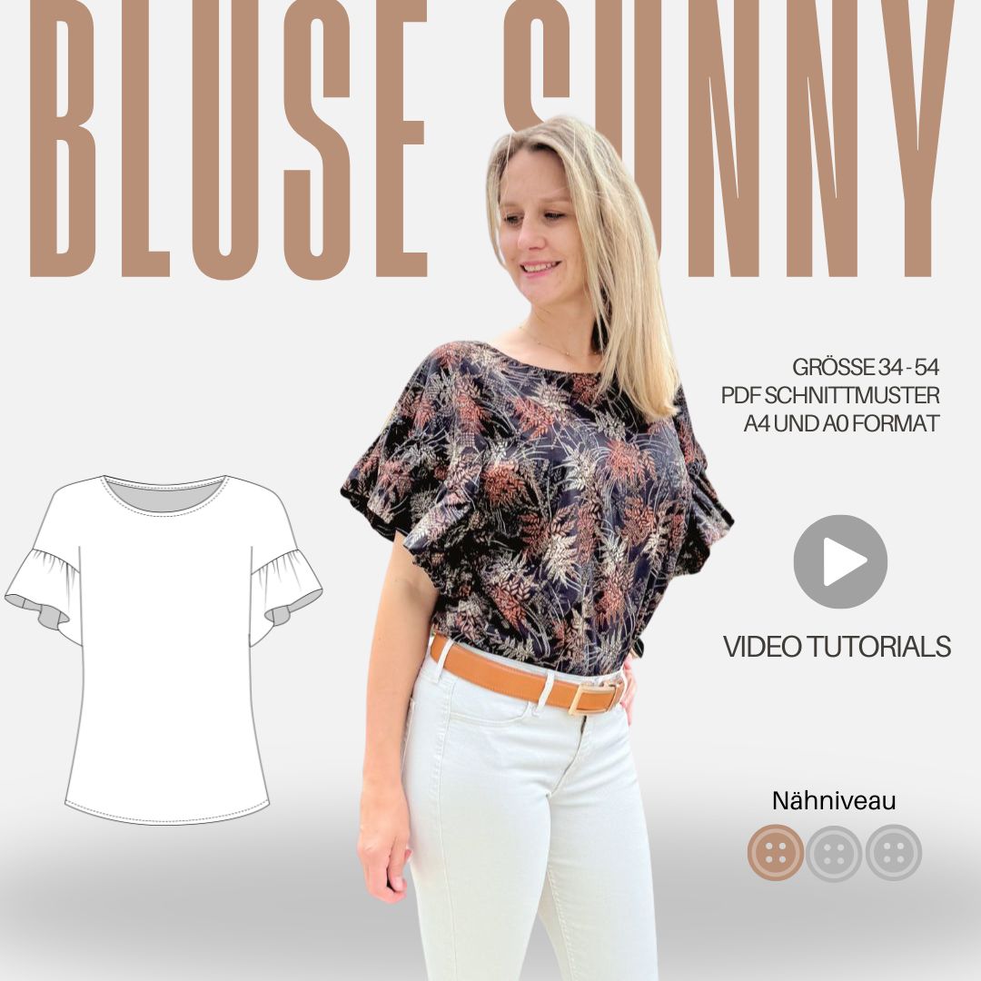 Sew4me Oberteile Blusenshirt SUNNY Schnittmuster 34–54 Webware