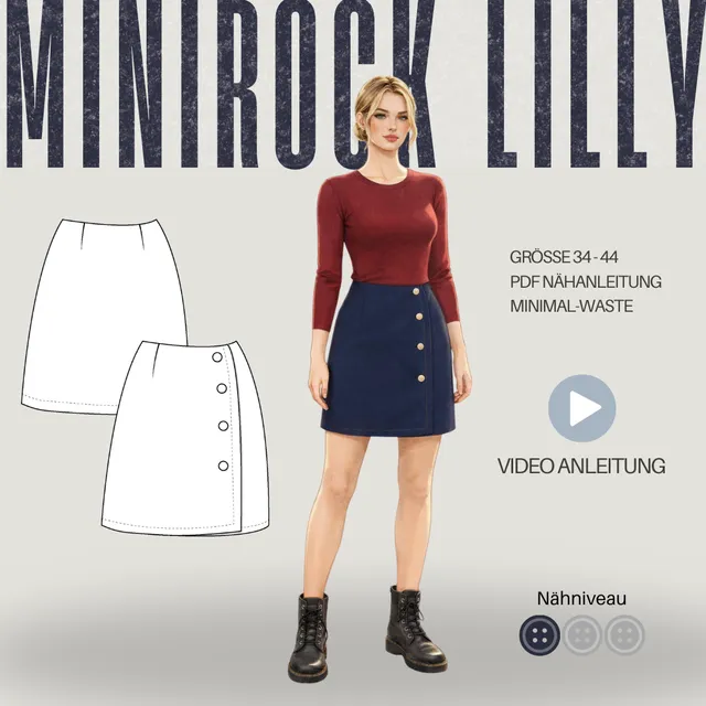 Sew4me LILLY Rock Schnittmuster Gr. 34-48 PDF Damen