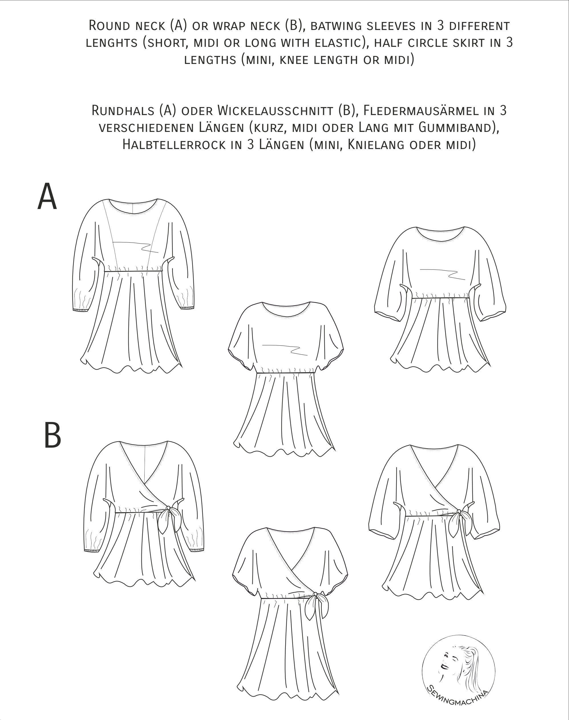 Sewingmachina Bernd Wickelkleid Schnittmuster PDF 18 Varianten