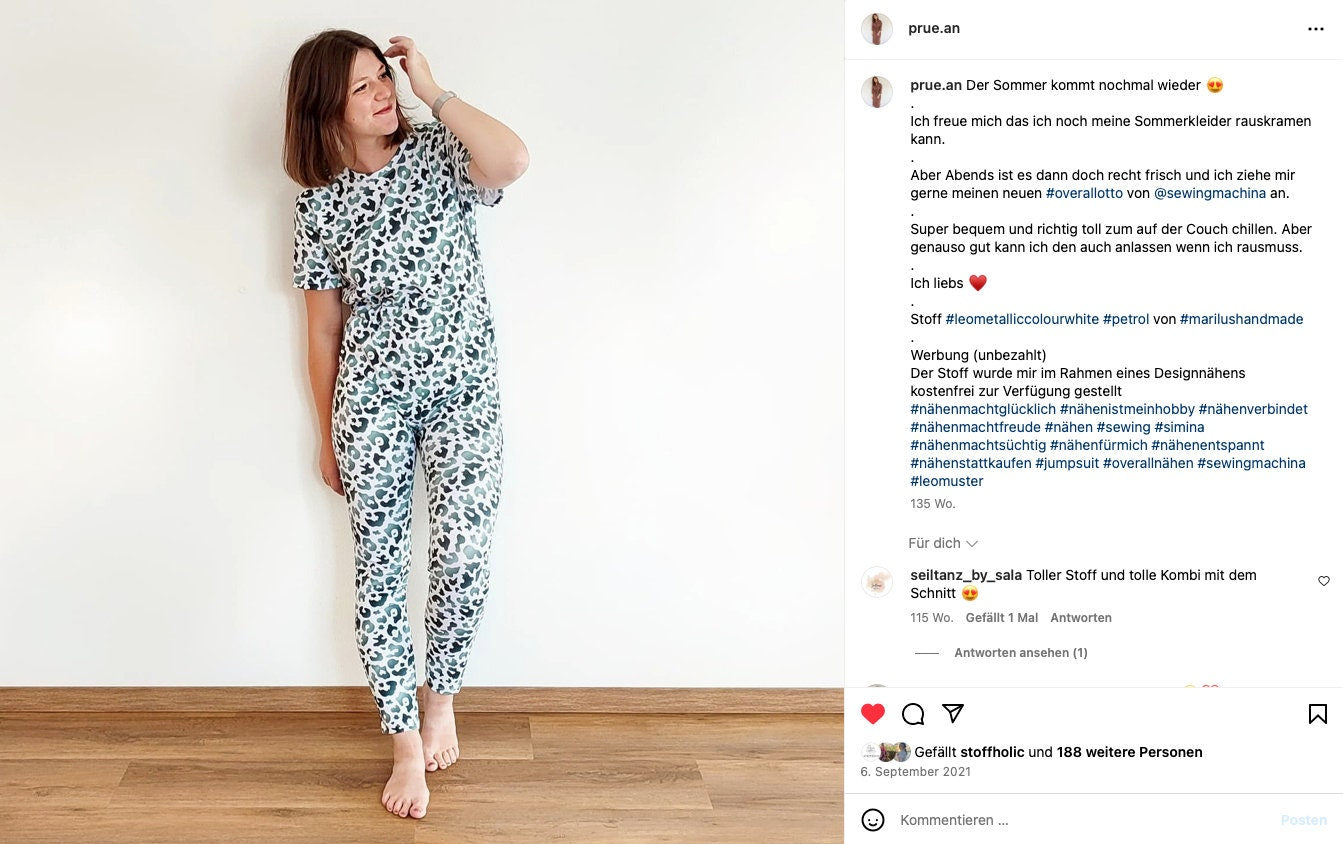 Sewingmachina Otto Jumpsuit Schnittmuster Overall mit Ärmelvarianten