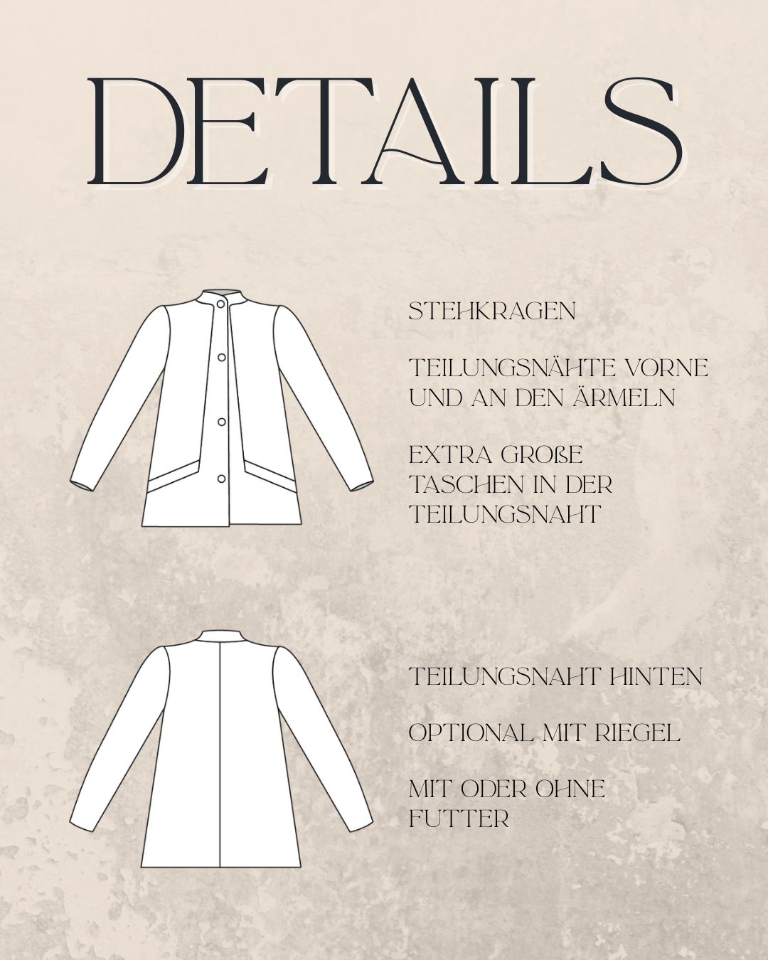 Sew4me ROSI Schnittmuster Jacke Gr. 34-48 PDF Webware