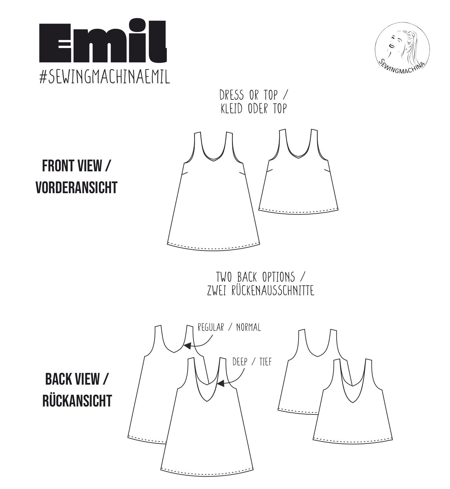 Sewingmachina Emil Kleid Top Schnittmuster PDF A-Linie