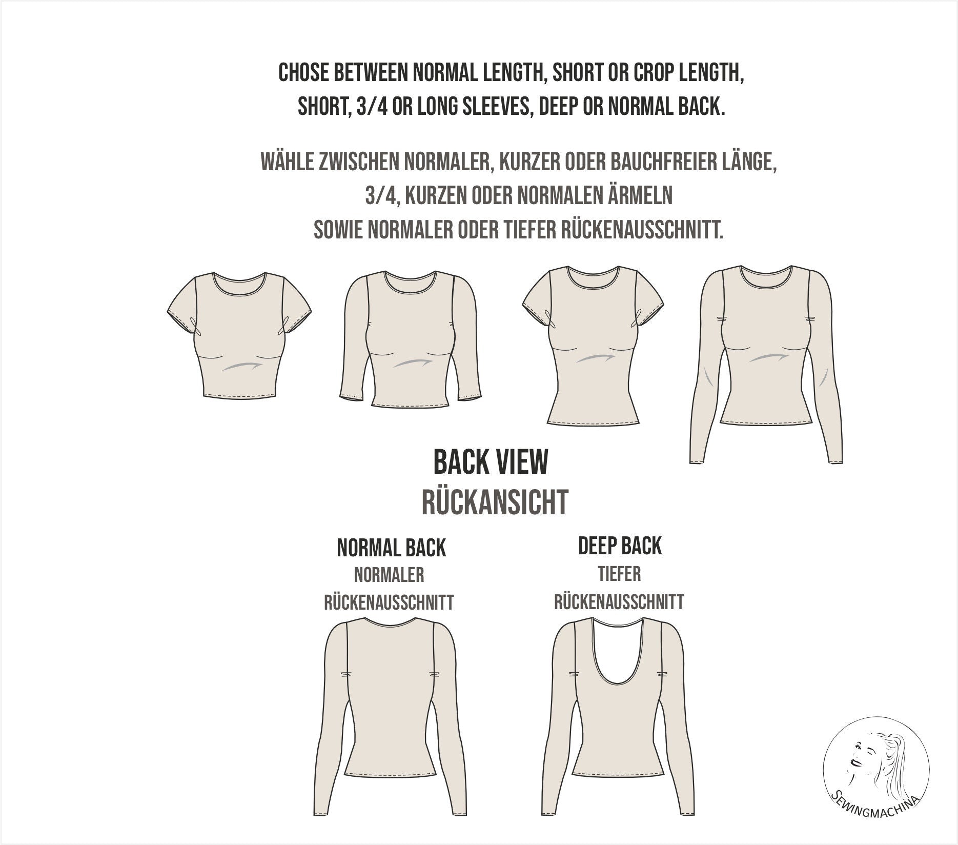 Sewingmachina Bob Basic Shirt Schnittmuster PDF figurbetont