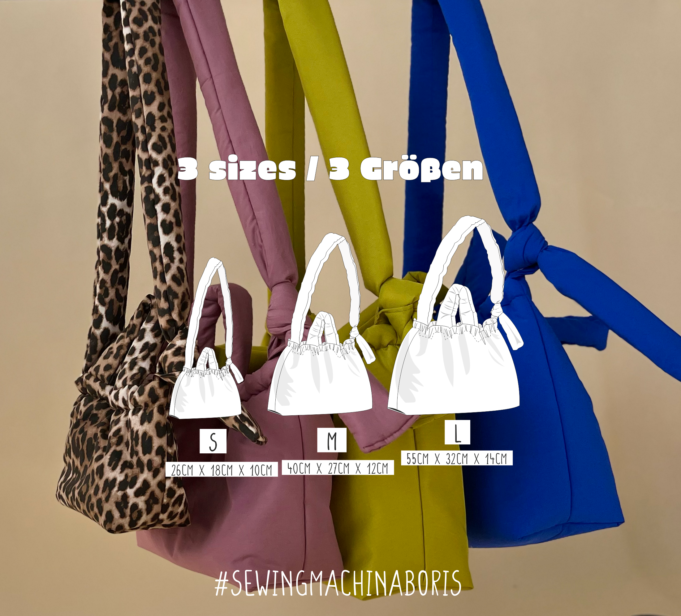 Sewingmachina Boris Puffertasche Schnittmuster PDF 3 Größen