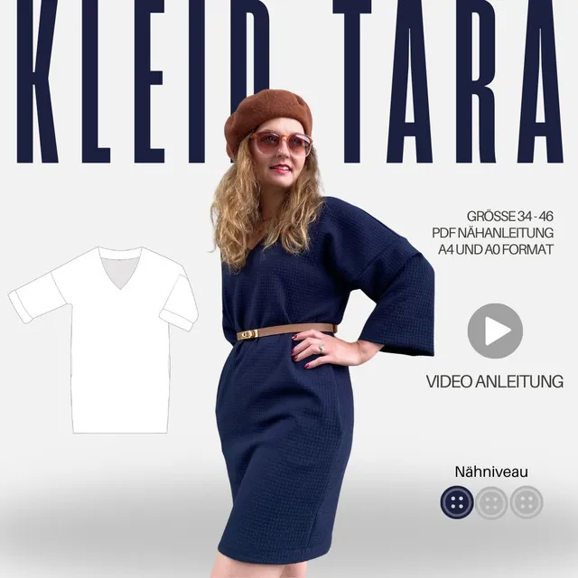 Sew4me TARA Kleid Schnittmuster Gr. 34-56 PDF Maschenware