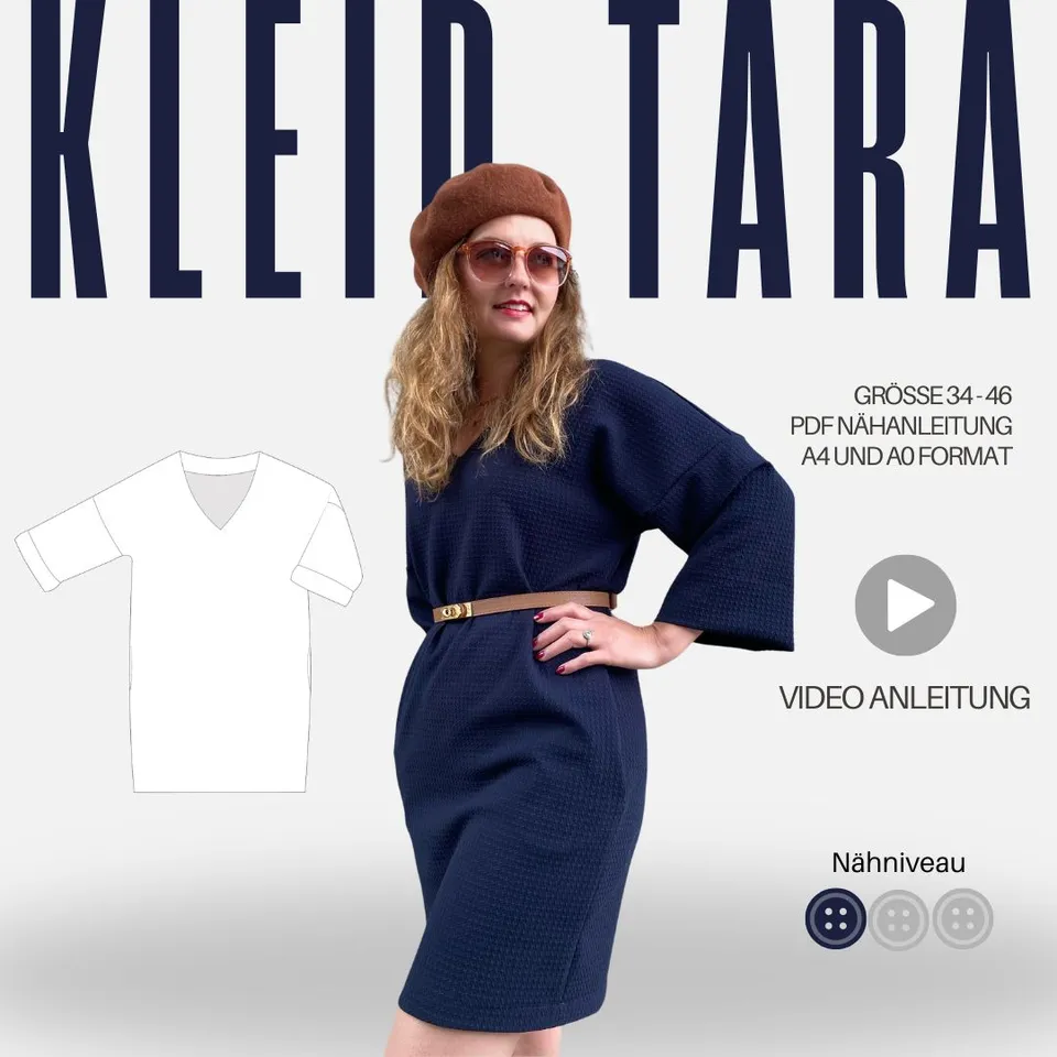 Sew4me TARA Kleid Schnittmuster Gr. 34-56 PDF Maschenware