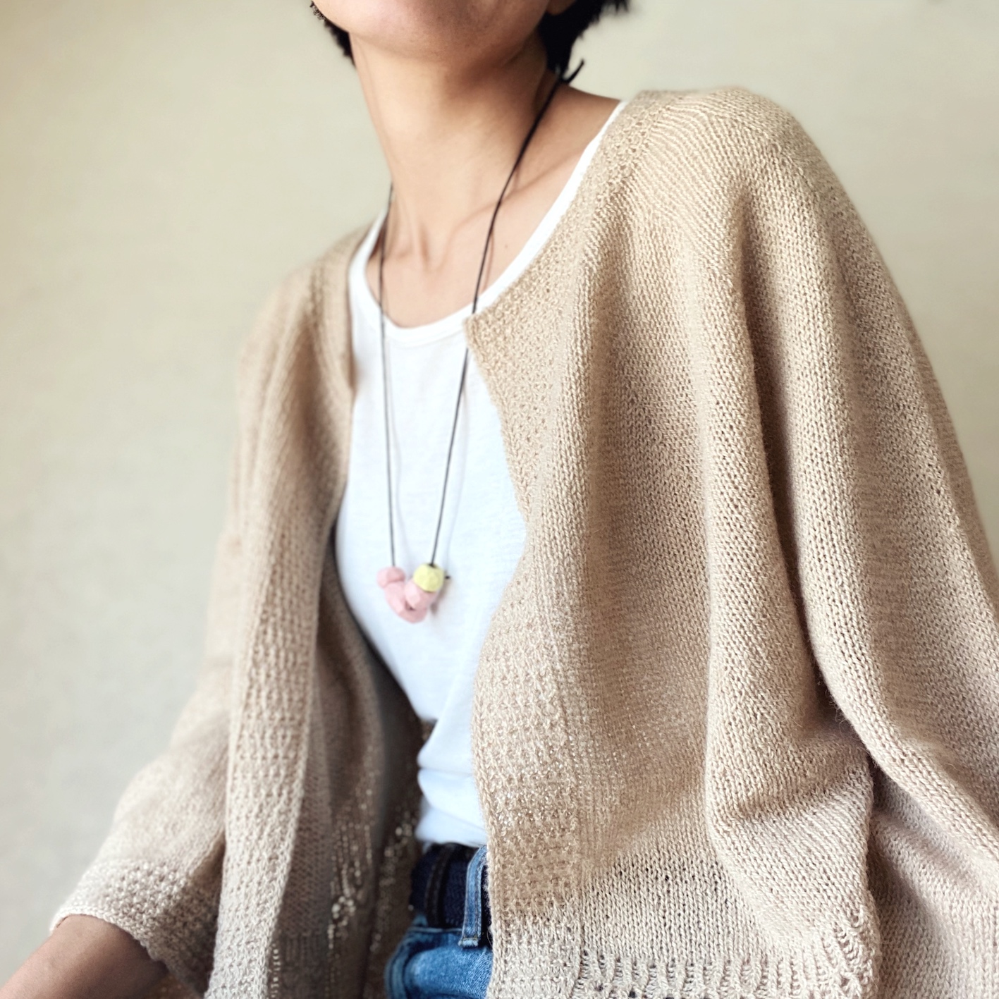 Nomadnoss Timilai Cardigan Strickset Kamel Cropped XS-L