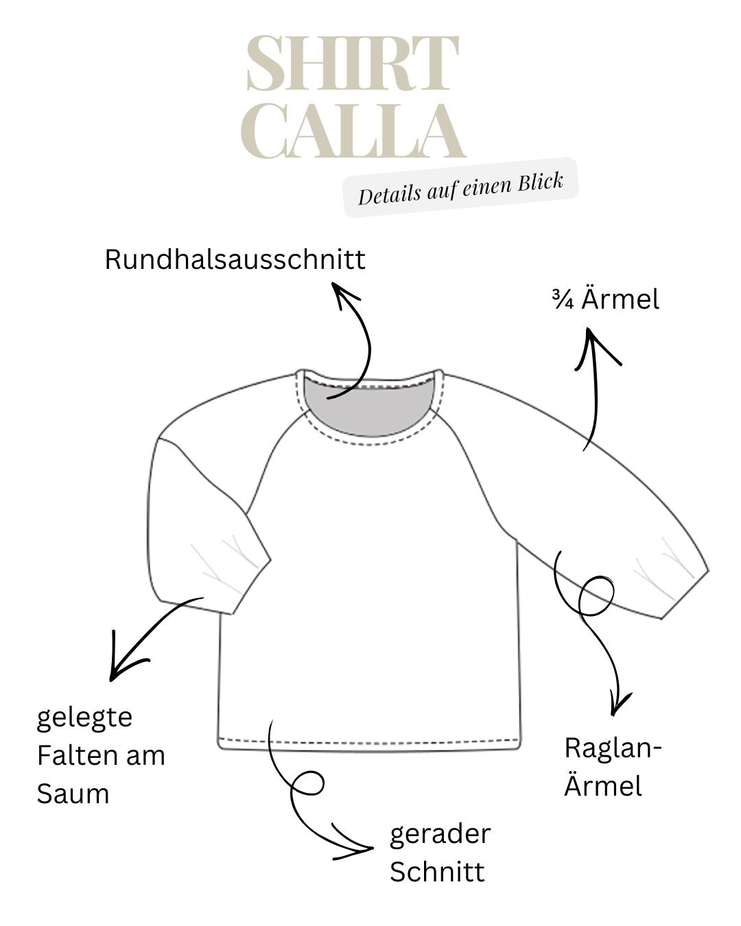 Sew4me CALLA Schnittmuster Shirt Gr. 34-56 PDF Jersey