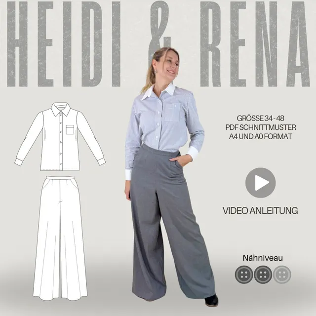 Sew4me Rena Heidi Set Schnittmuster PDF Gr. 34-48 Webware
