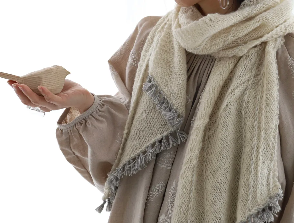 Nomadnoss Simply Enjoy Yoake Shawl Strickset Schafwolle 2x50g