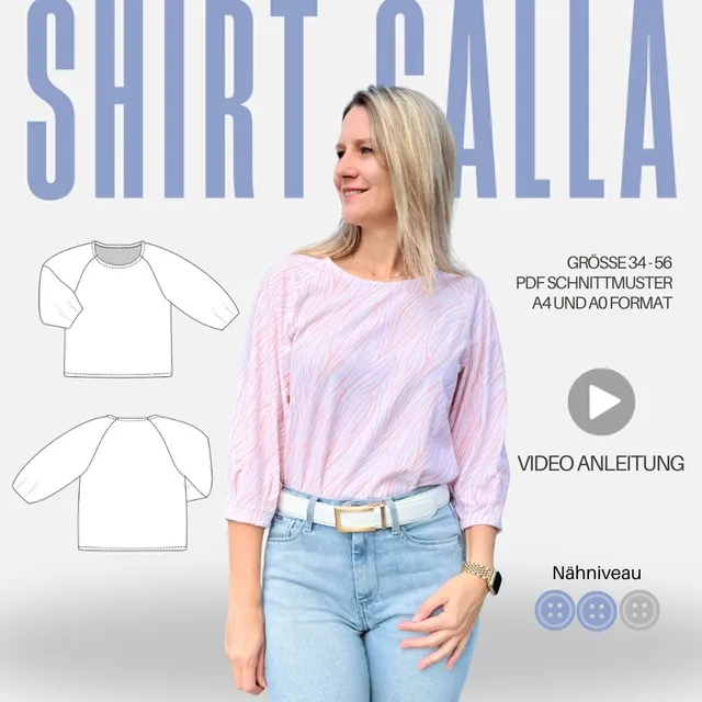 Sew4me CALLA Schnittmuster Shirt Gr. 34-56 PDF Jersey