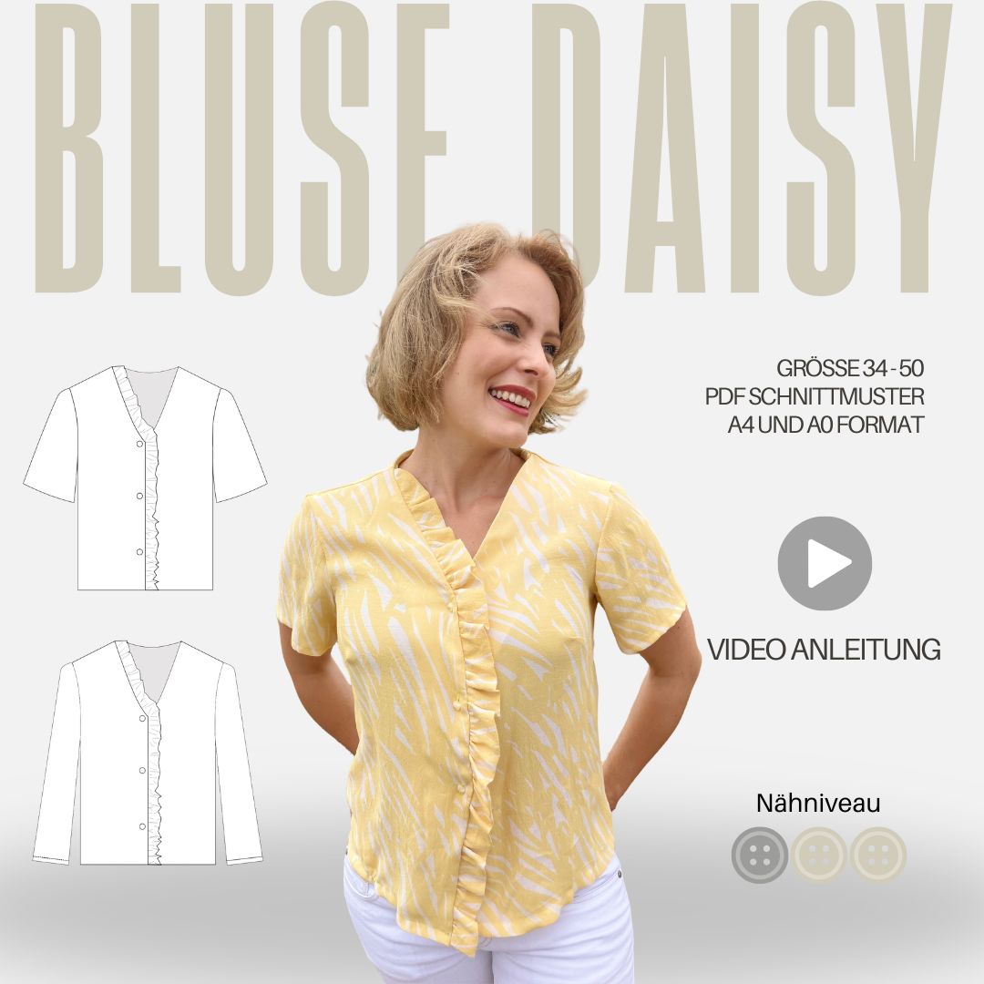 Sew4me Daisy Bluse Schnittmuster Gr. 32-50 PDF Webware