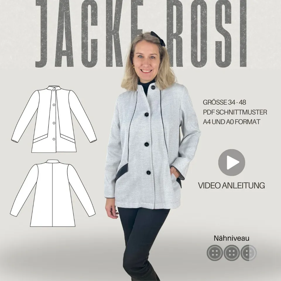 Sew4me ROSI Schnittmuster Jacke Gr. 34-48 PDF Webware