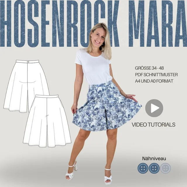 Sew4me Mara Hosenrock Schnittmuster PDF Gr. 34-48 Webware