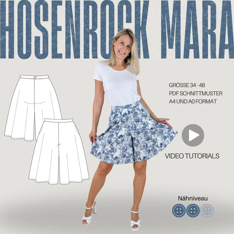 Sew4me Mara Hosenrock Schnittmuster PDF Gr. 34-48 Webware