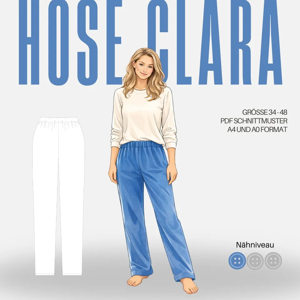 Sew4me CLARA Hose Schnittmuster Gr. 34-48 PDF Maschenware