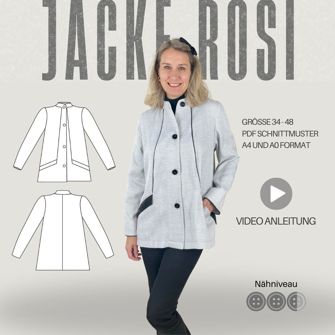 Sew4me ROSI Schnittmuster Jacke Gr. 34-48 PDF Webware