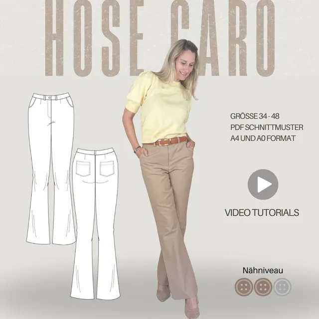 Sew4me Caro Hose Schnittmuster PDF Gr. 34-48 Webware