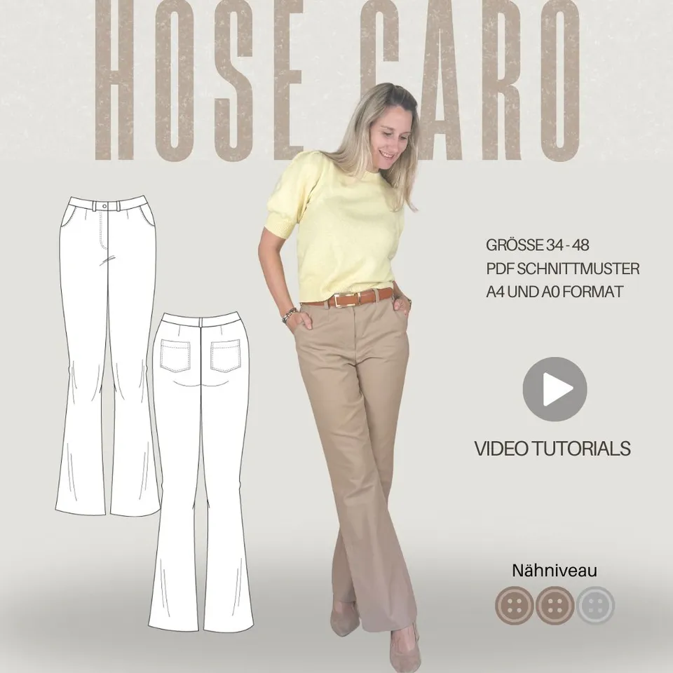 Sew4me Caro Hose Schnittmuster PDF Gr. 34-48 Webware