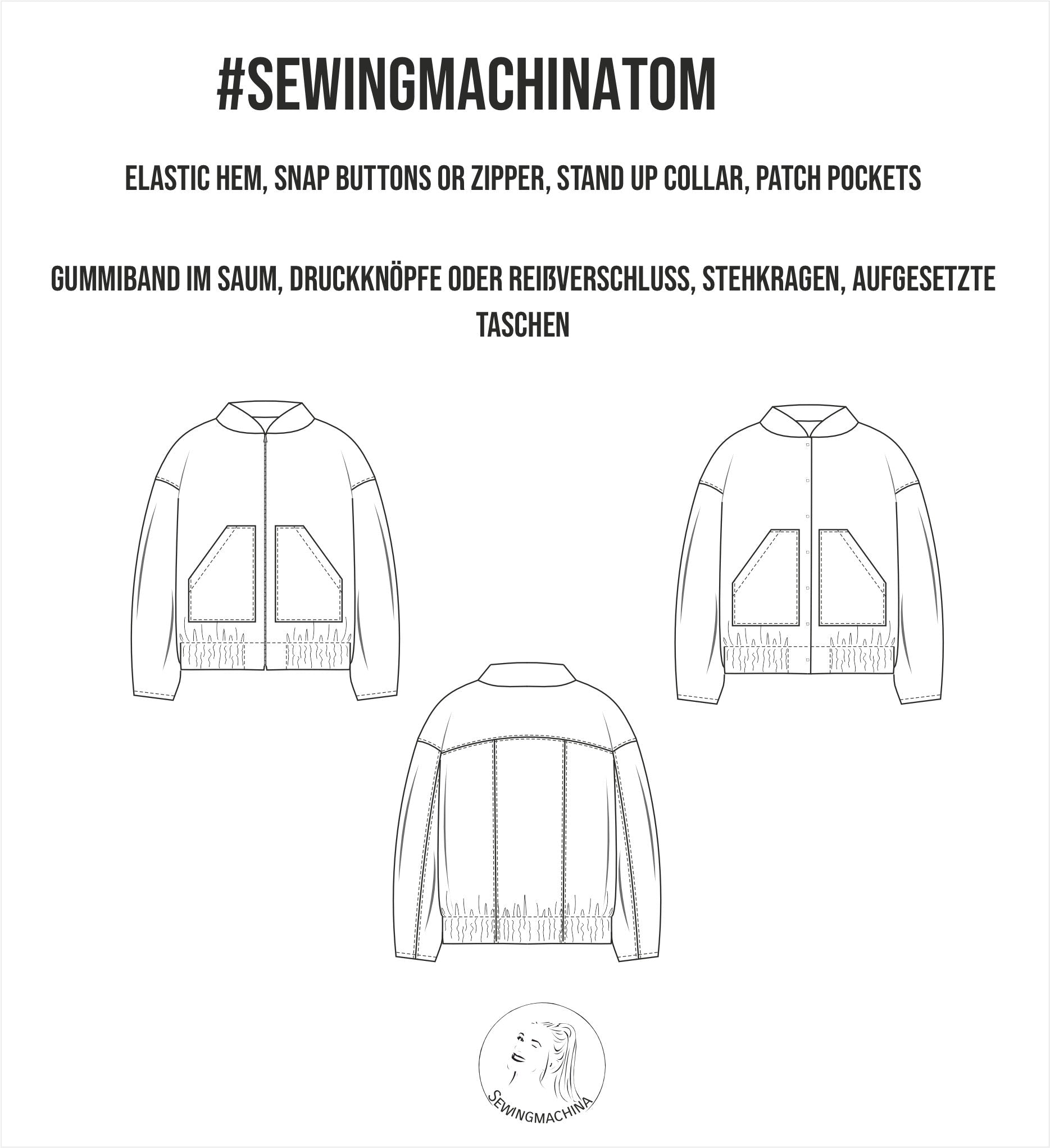 Sewingmachina Tom Bomberjacke Schnittmuster PDF Oversize