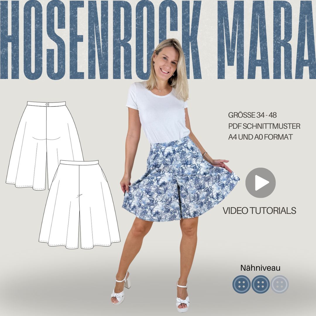 Sew4me Mara Hosenrock Schnittmuster PDF Gr. 34-48 Webware
