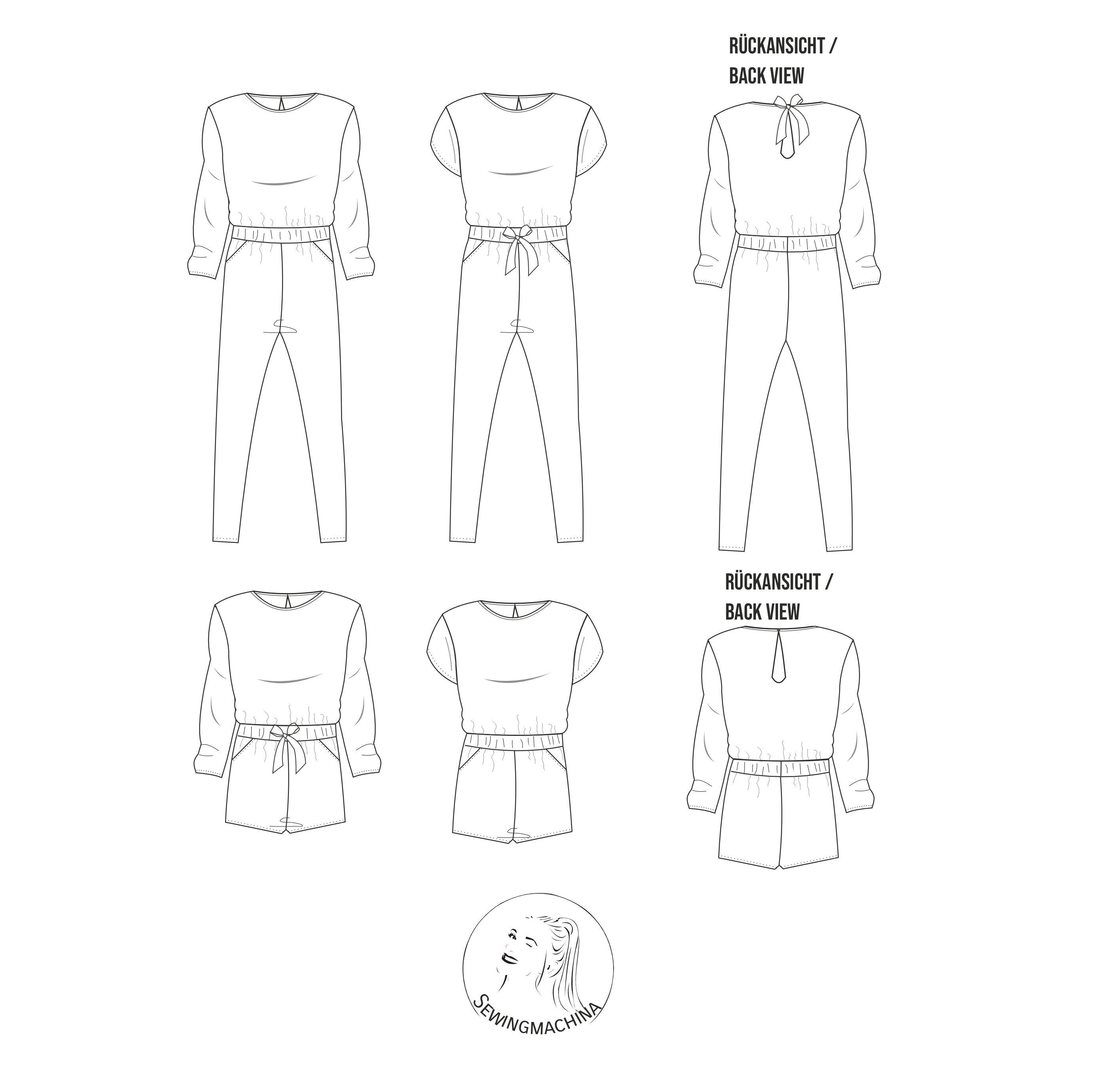 Sewingmachina Otto Jumpsuit Schnittmuster Overall mit Ärmelvarianten