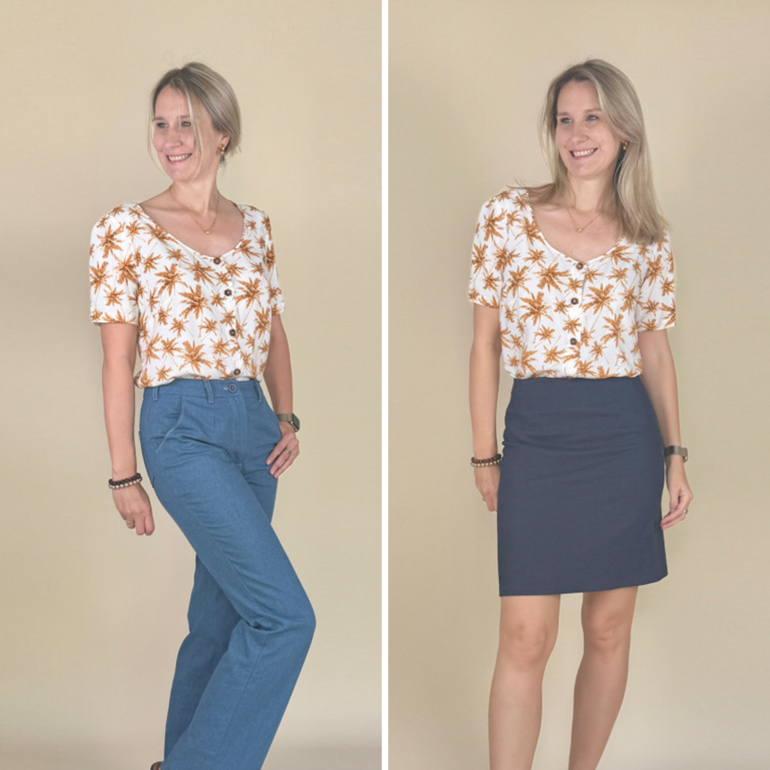 Sew4me Oberteile Bluse JULIA Schnittmuster Gr. 34–48 PDF Webware
