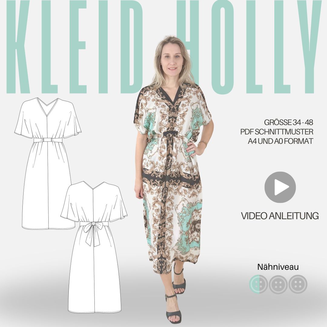 Sew4me HOLLY Kleid Schnittmuster Gr. 34-48 PDF Bindeband