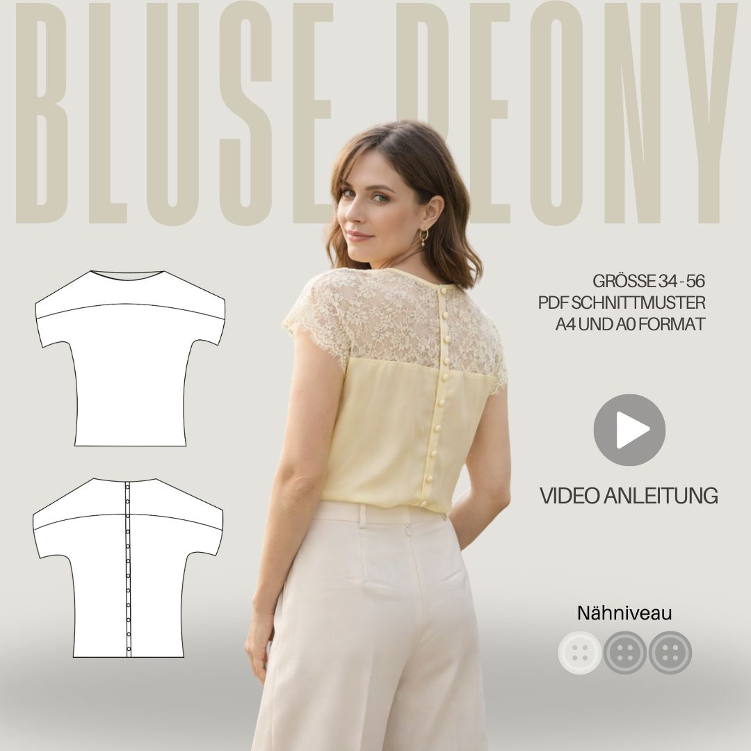 Sew4me Peony Bluse Schnittmuster Gr. 34-56 PDF Webware