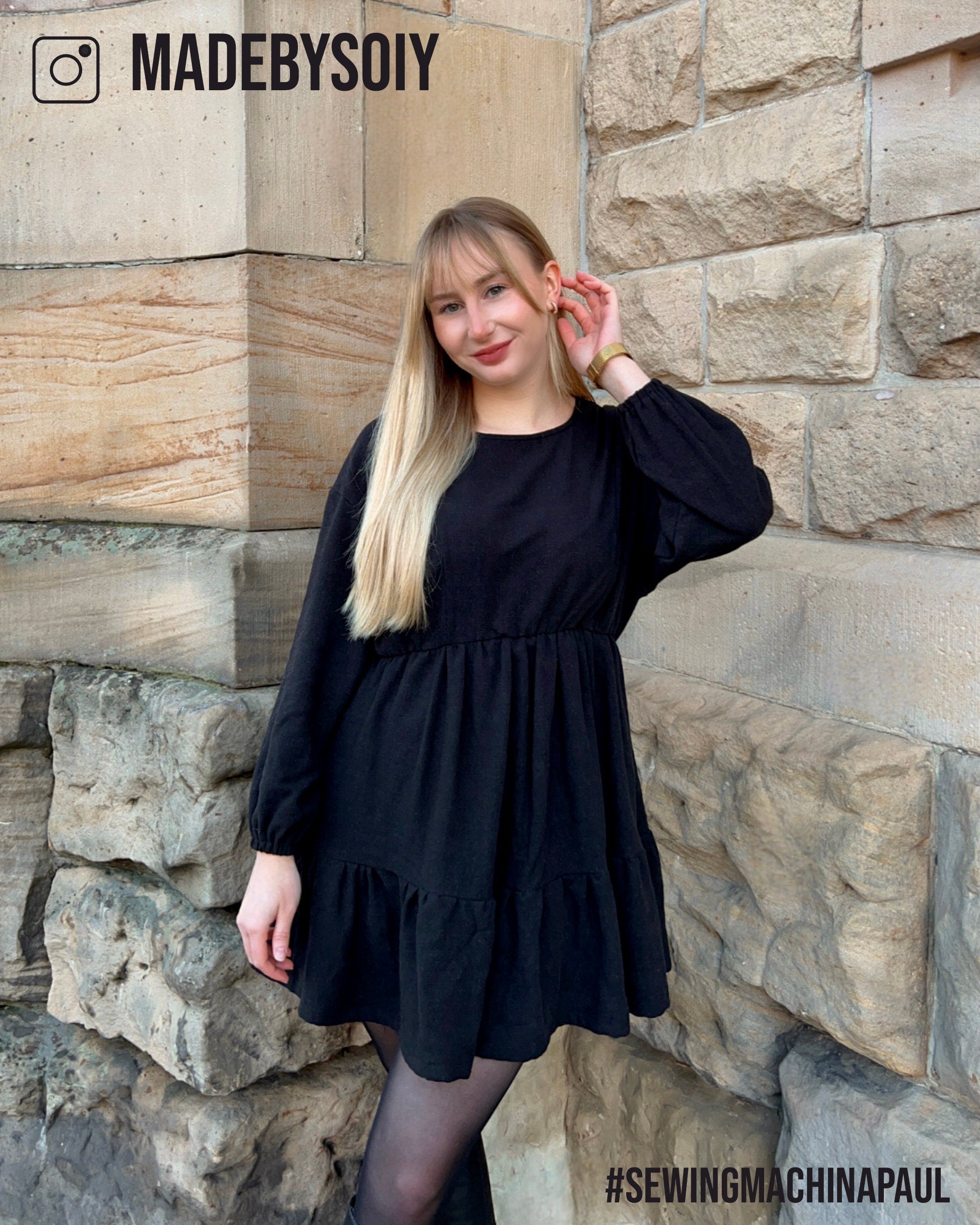 Sewingmachina Paul Kleid Schnittmuster Oversize lang mit Schlitz