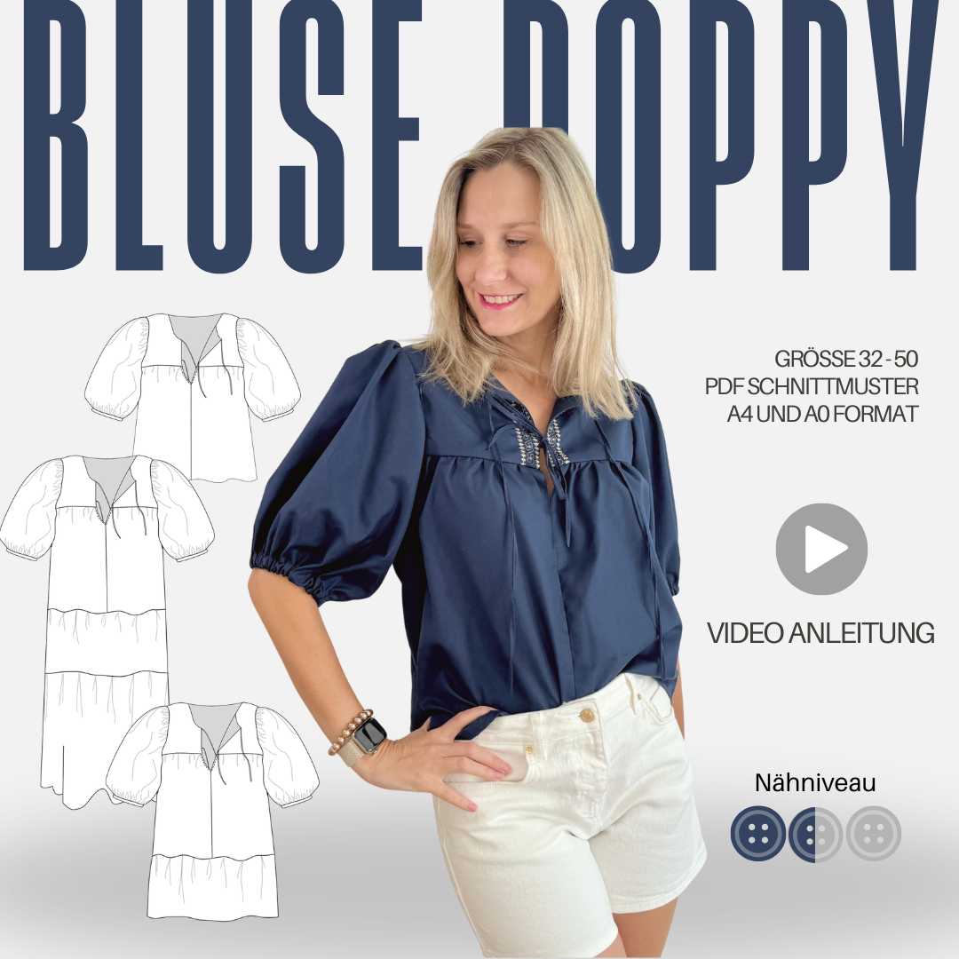 Sew4me Poppy Bluse Kleid Schnittmuster PDF Gr. 32-50