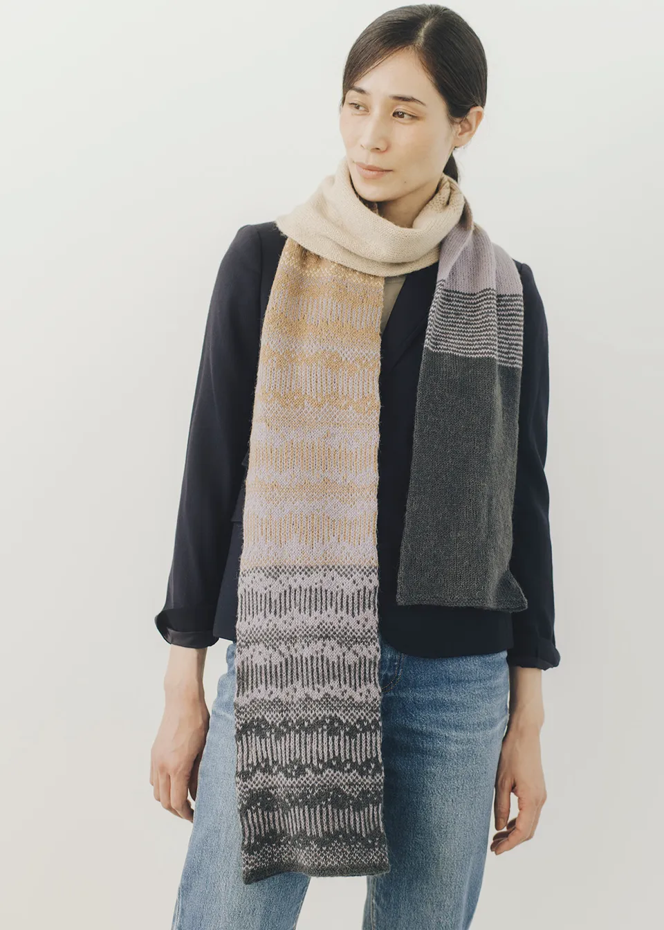 Nomadnoos Simply Enjoy Altai Schal Strickkit Camel 4-farbig