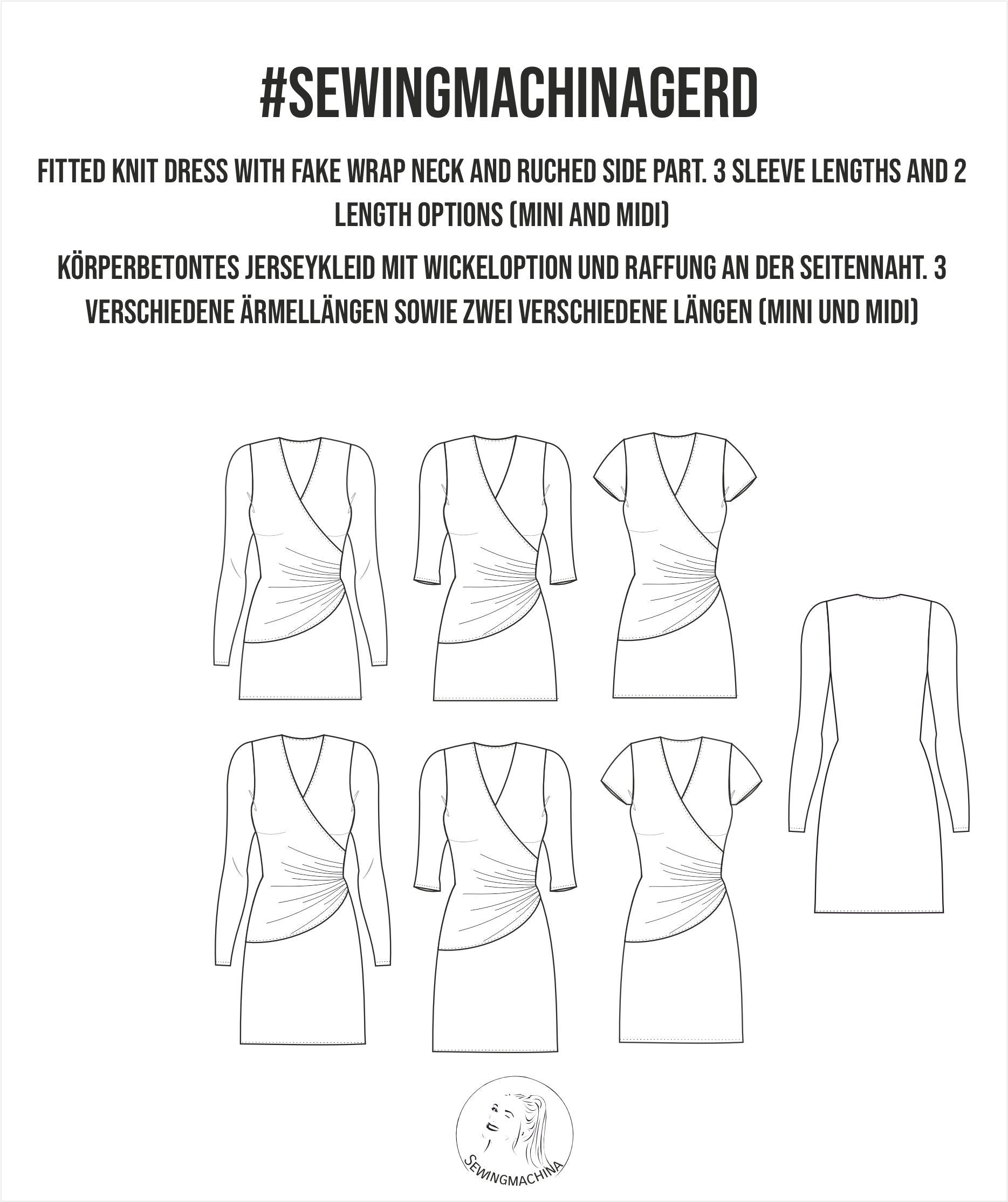 Sewingmachina Gerd Wickelkleid Schnittmuster PDF Jersey