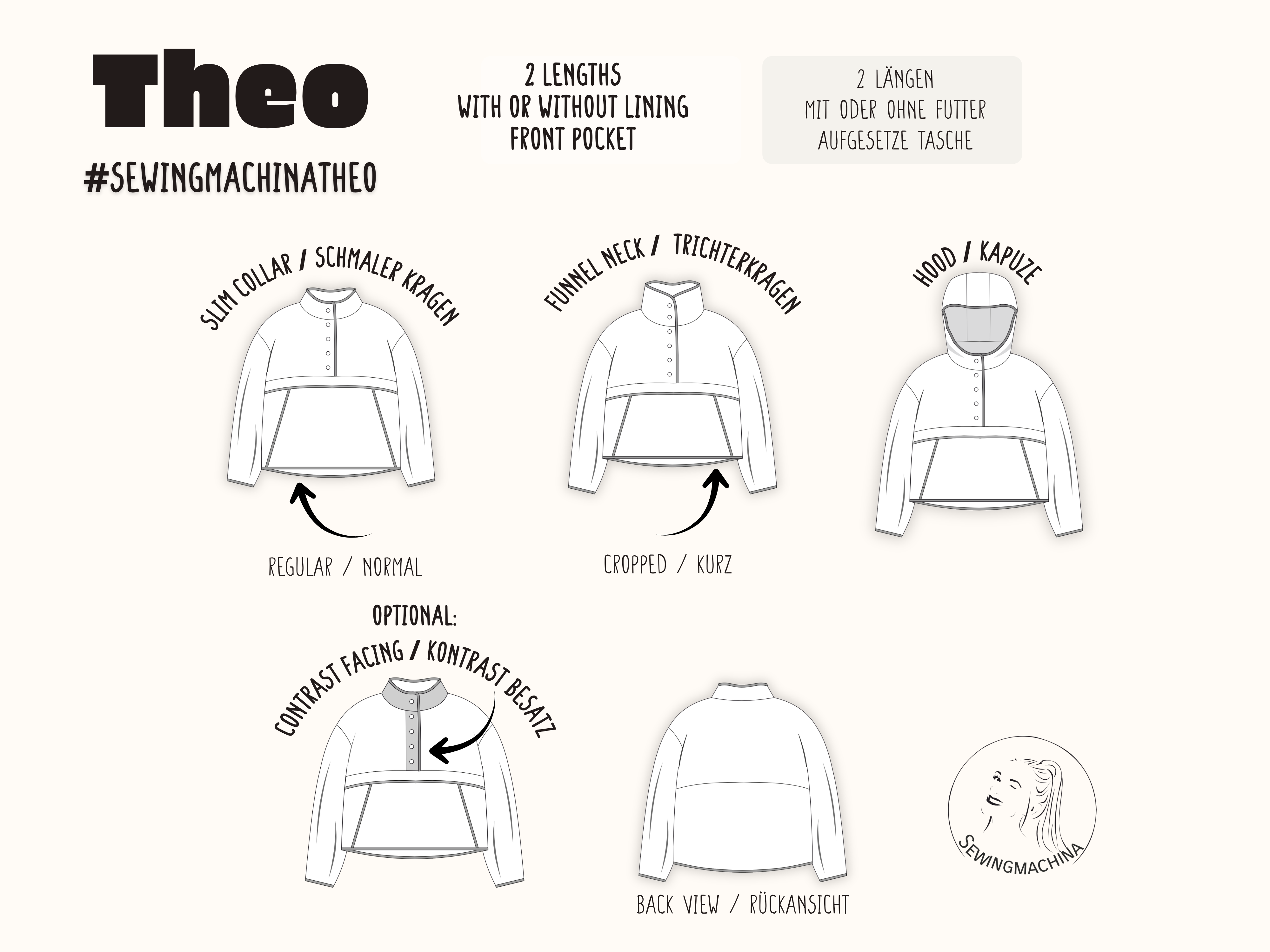 Sewingmachina Theo Troyer Hoodie Schnittmuster PDF Sweat