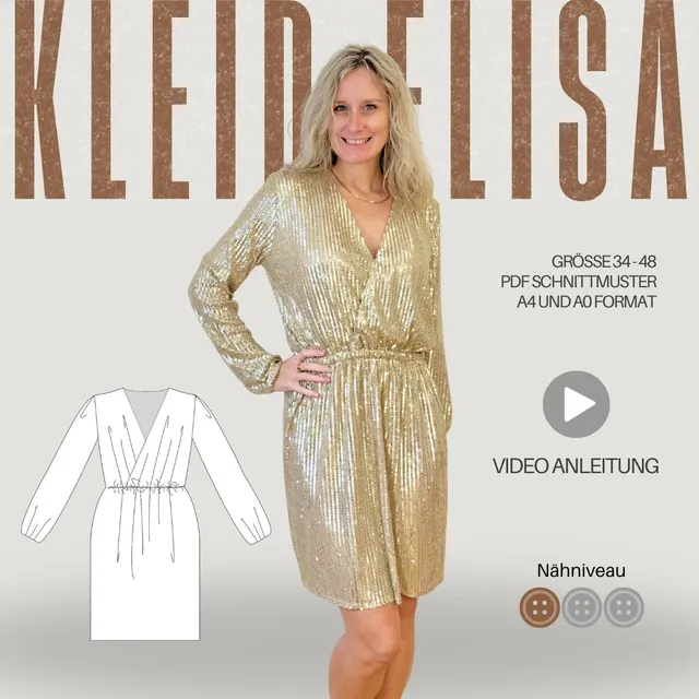 Sew4me ELISA Kleid Schnittmuster Gr. 34-48 PDF Damen