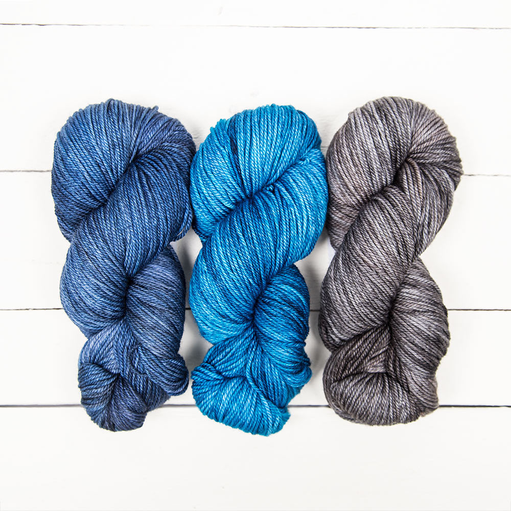 Bloomsbury DK 3er Wollpaket Strickgarn Merino Deep Sea 300g