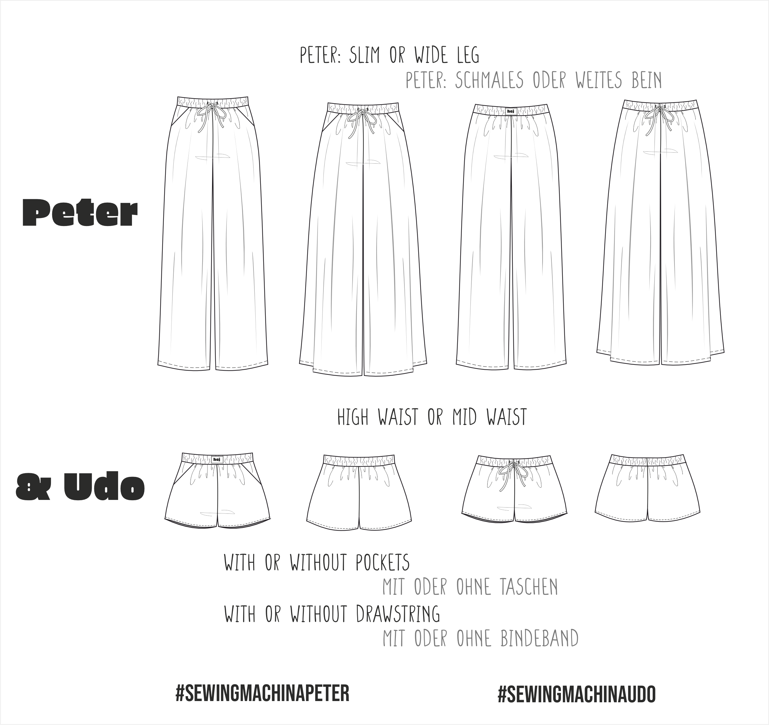 Sewingmachina Peter & Udo Schnittmuster Bundle Hose Shorts