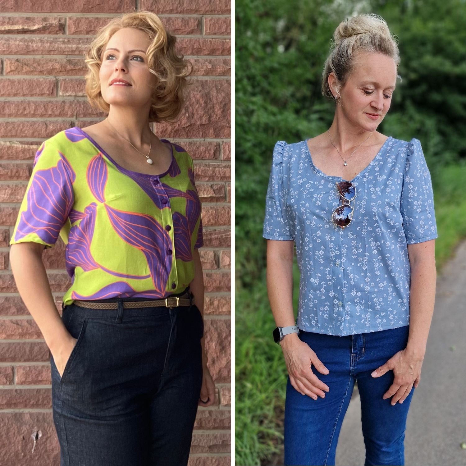 Sew4me Oberteile Bluse JULIA Schnittmuster Gr. 34–48 PDF Webware