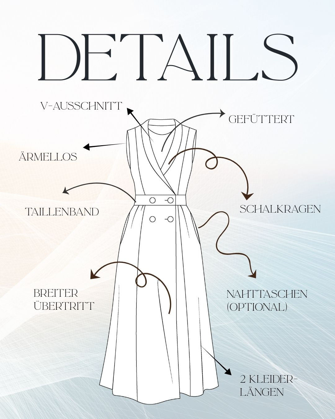 Sew4me Kleider Wickelkleid IRIS Schnittmuster Gr.34–48 Webware