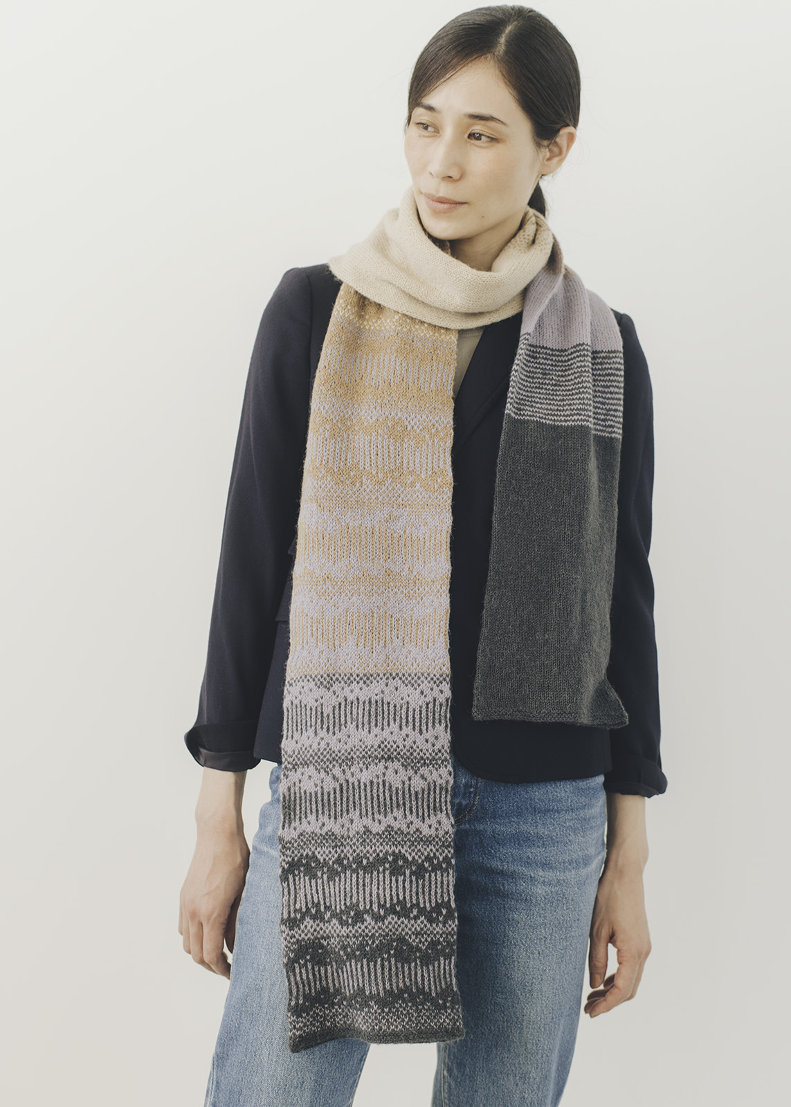 Nomadnoos Simply Enjoy Altai Schal Strickkit Camel 4-farbig