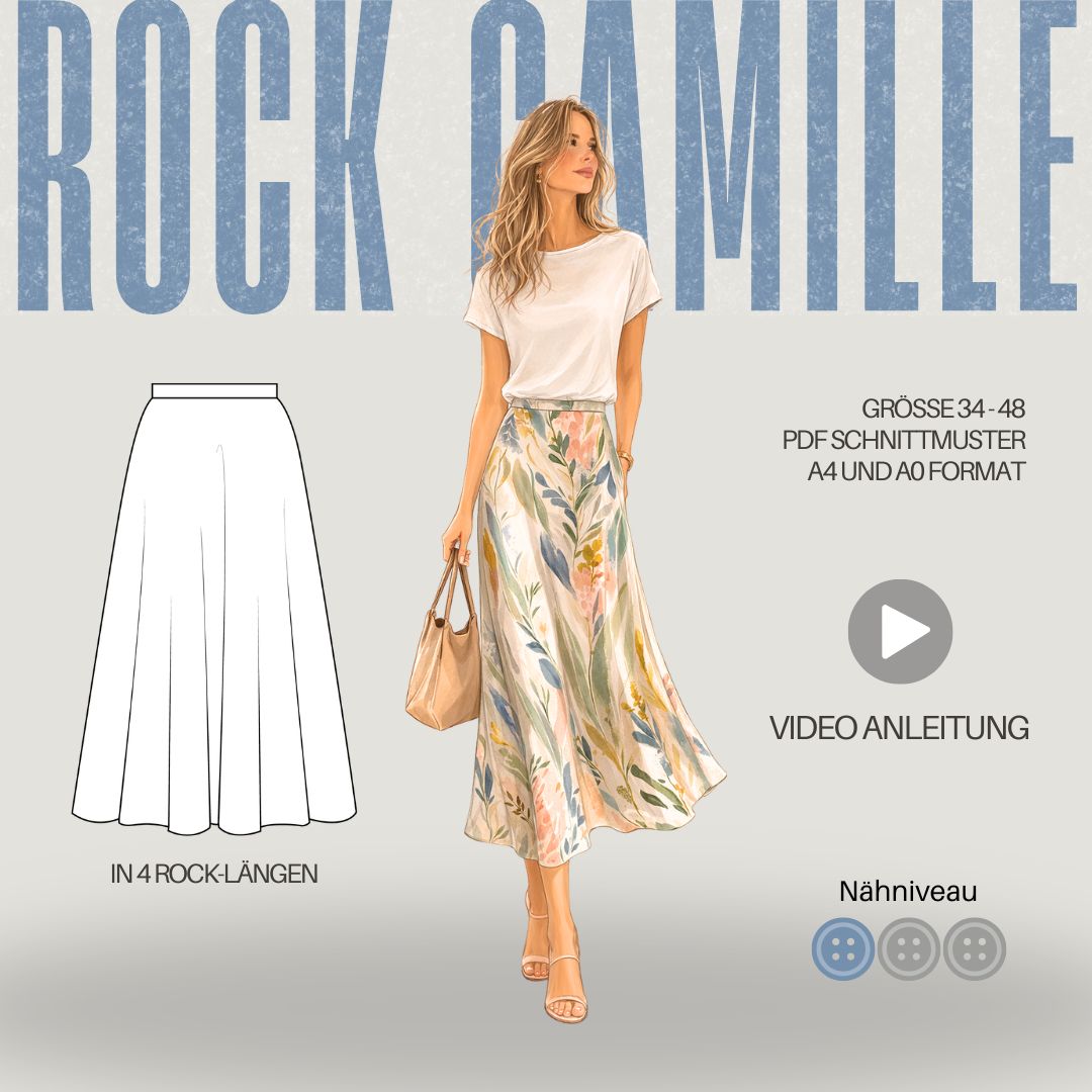 Sew4me Röcke Rock CAMILLE Schnittmuster Gr.34–48 PDF Webware