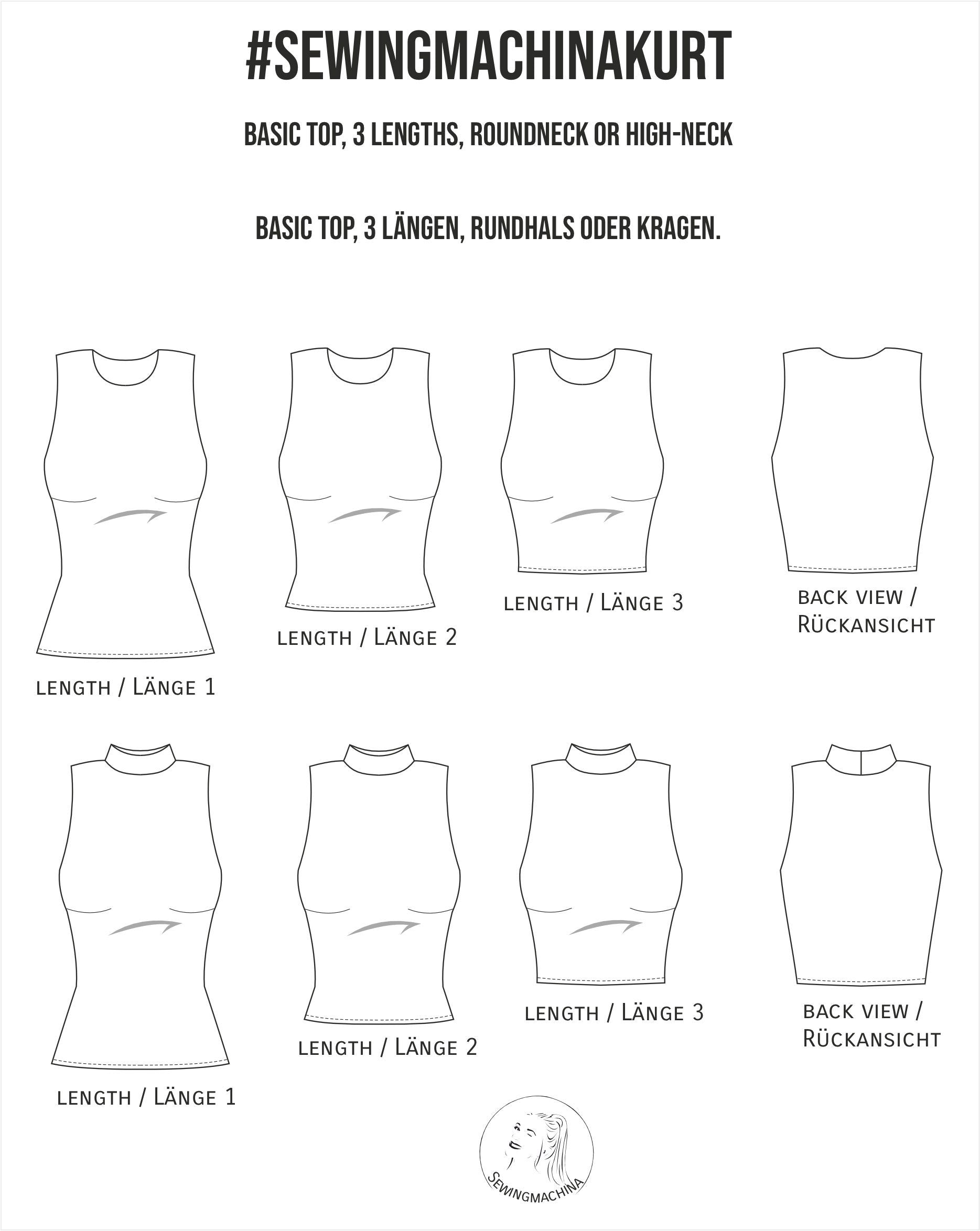 Sewingmachina Kurt Tanktop Schnittmuster PDF Rundhals
