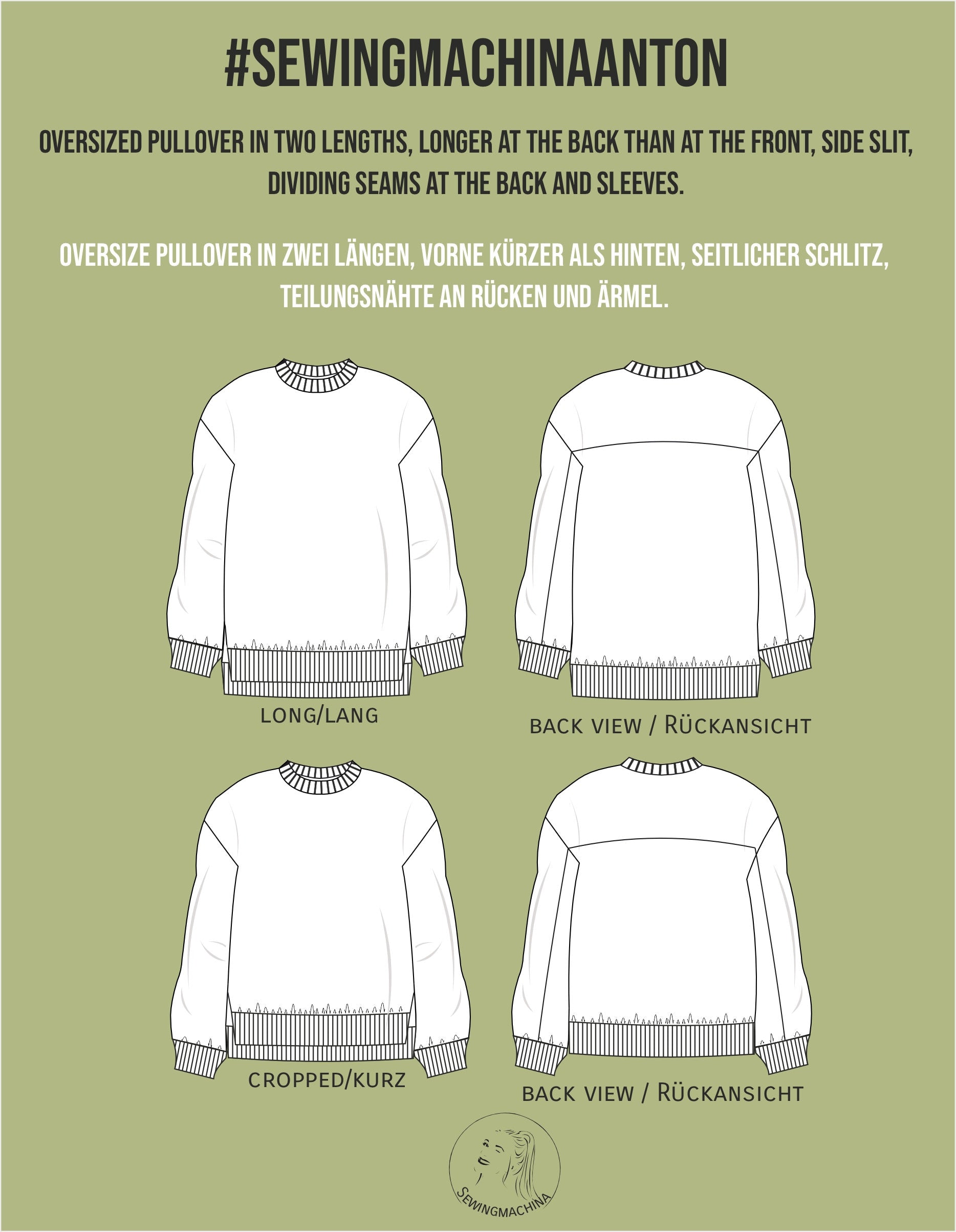 Sewingmachina Anton Oversize Pullover Schnittmuster PDF Sweat