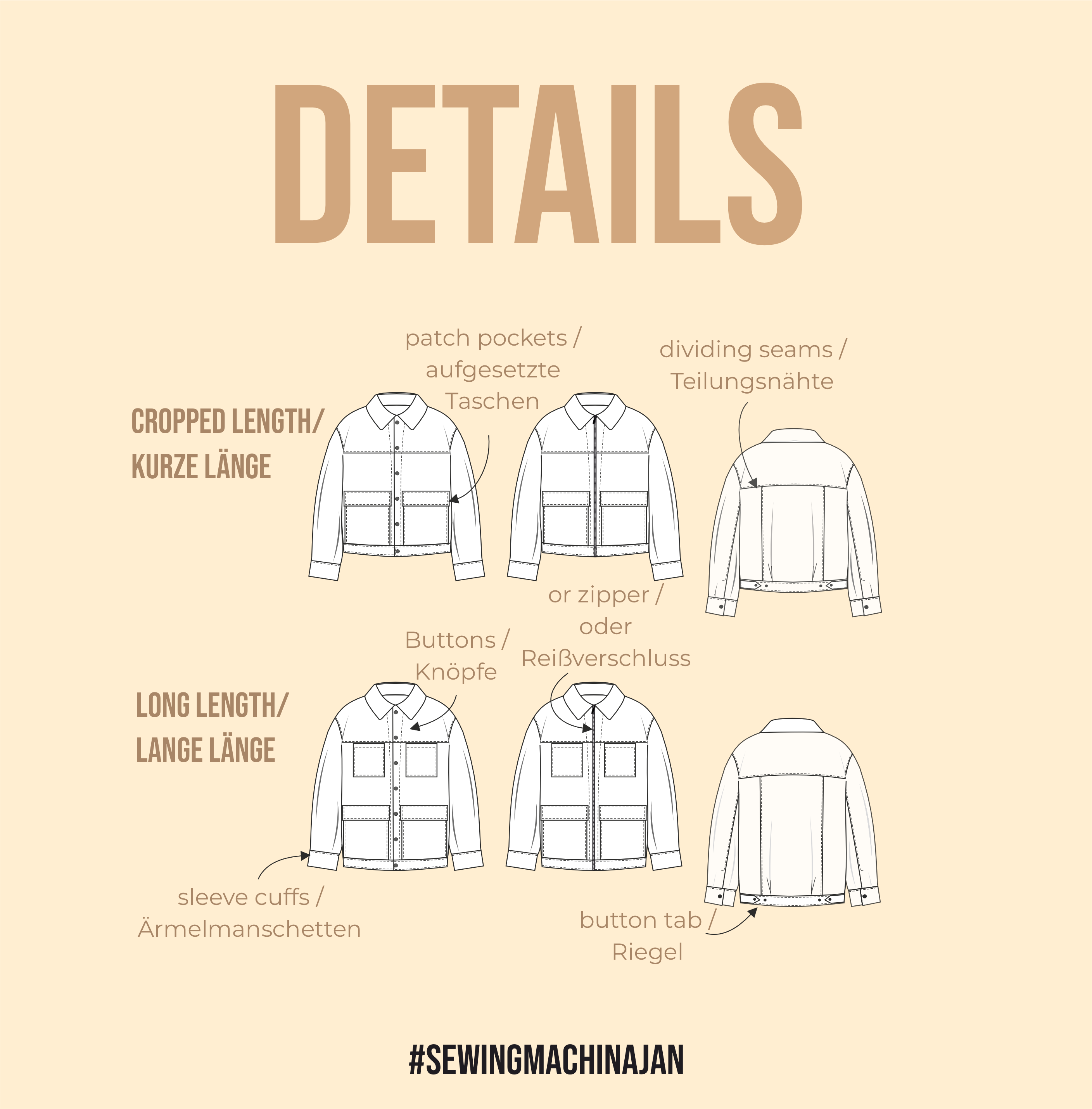 Sewingmachina Jan Jeansjacke Schnittmuster PDF Oversize
