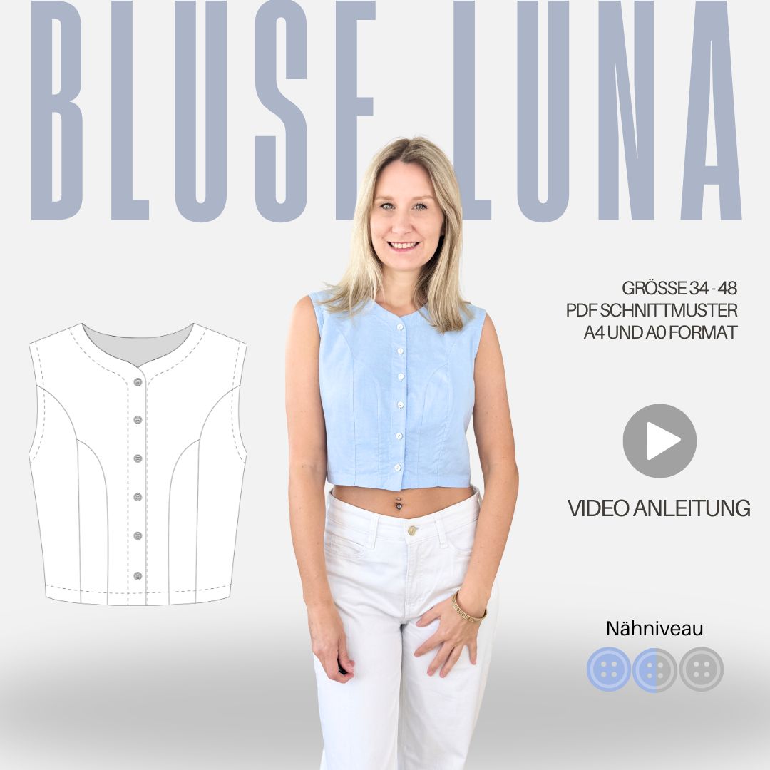 Sew4me LUNA Schnittmuster Bluse Gr. 34-48 PDF Webware