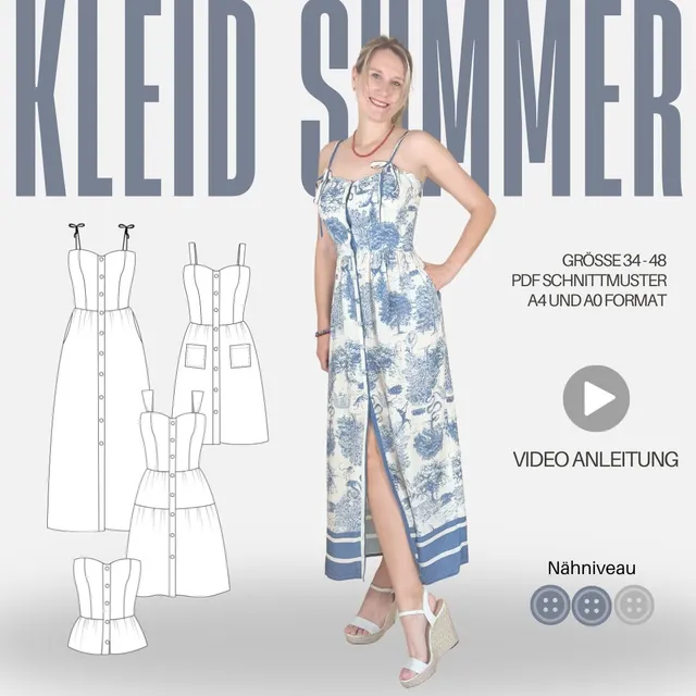 Sew4me Summer Kleid Schnittmuster Gr. 34-48 PDF Webware