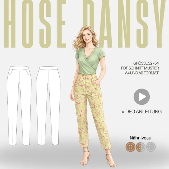 Sew4me Pansy Hose Schnittmuster PDF Gr. 32-54 Damen