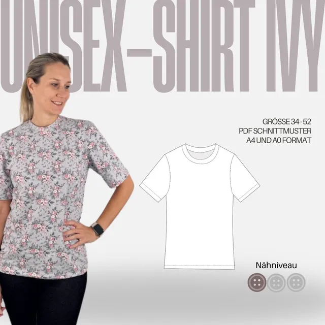 Sew4me Ivy T-Shirt Schnittmuster PDF Gr. 34-52 Jersey